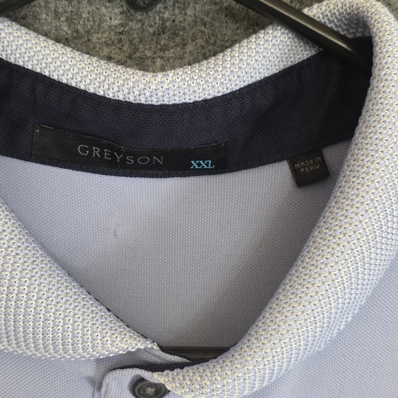 Greyson Shirt Mens XXL Light Blue Short Sleeve Polo Golf Logo Casual - Picture 3 of 8